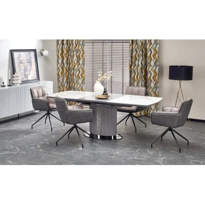 FOLDING TABLE DANCAN, COLOR: WHITE MARBLE / GRAY / LIGHT GRAY / BLACK